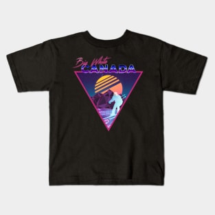 Retro Vaporwave Ski Mountain | Big White Canada | Shirts, Stickers, and More! Kids T-Shirt